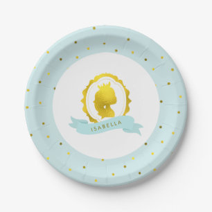 Mint Princess Cameo Birthday Paper Plates