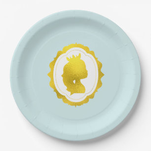 Mint Princess Cameo Birthday Paper Plates