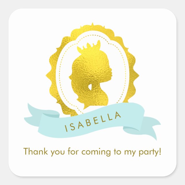 Mint Princess Cameo Birthday Square Sticker (Front)