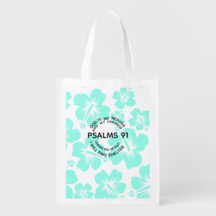 Mint psalms 91 flower grocery bag