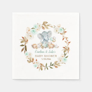 Mint Pumpkin Elephant Baby Shower Party Napkins
