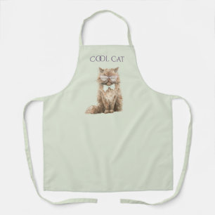 Mint Purple Brown Cool Cat Glasses Apron