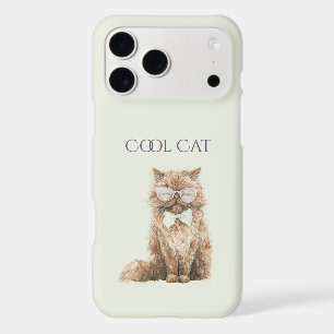 Mint Purple Brown Cool Cat Glasses iPhone 17 Pro Max Case
