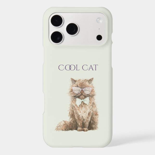 Mint Purple Brown Cool Cat Glasses   Case-Mate iPhone Case (Back)