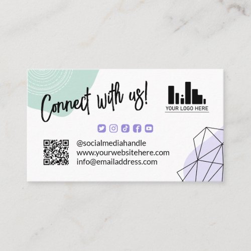 Mint Purple Connect With Us Social Media QR Code Business Card
