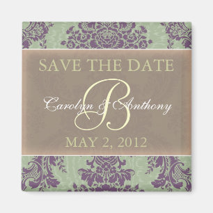 Mint Purple Elegant SAVE THE DATE Magnet