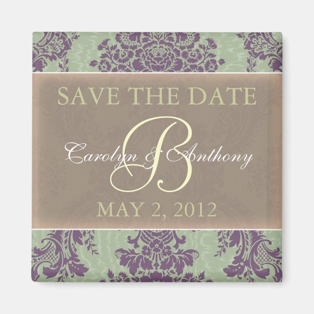 Mint Purple Elegant SAVE THE DATE Magnet (Front)
