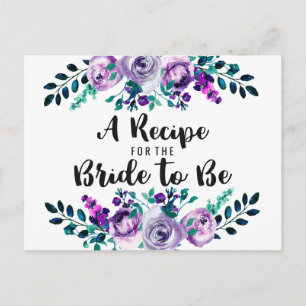 Mint & Purple Floral Bridal Shower Recipe Card