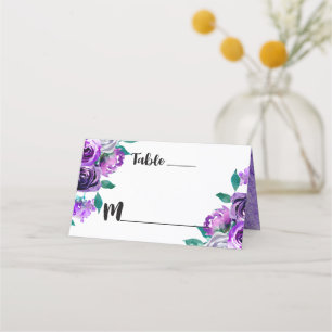 Mint & Purple Floral Table Number Seating Name Place Card