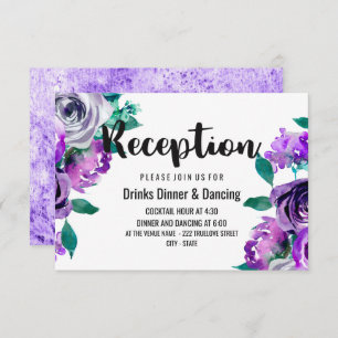 Mint & Purple Floral Watercolor Wedding Reception Invitation