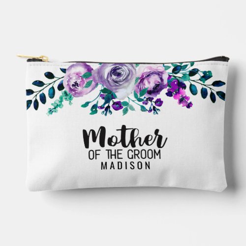 Mint  Purple Floral Wreath Mother of the Groom Accessory Pouch