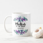 Mint & Purple Floral Wreath Mother of the Groom Coffee Mug<br><div class="desc">Mint & Purple Floral Wreath Watercolor Wedding Personalized Mother of the Groom coffee mug with pretty rose and flowers and fun modern Brush Font. Check my shop to see the entire wedding suite for this design!</div>