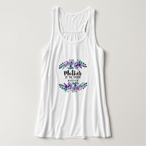 Mint  Purple Floral Wreath Mother of the Groom Tank Top