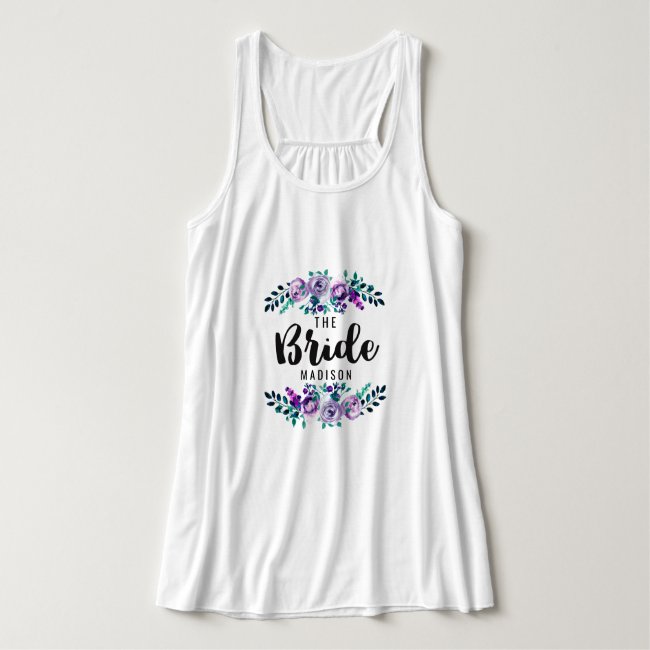 Mint & Purple Floral Wreath Wedding Bride Tank Top