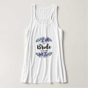 Mint & Purple Floral Wreath Wedding Bride Tank Top
