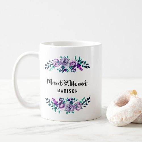 Mint  Purple Floral Wreath Wedding Maid of Honor Coffee Mug