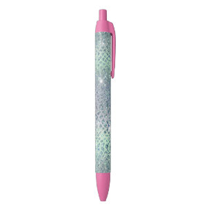 Mint Purple Glitzy Snake Print Pen