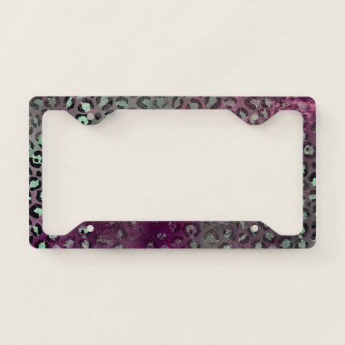 Mint Purple Leopard Animal Abstract License Plate Frame