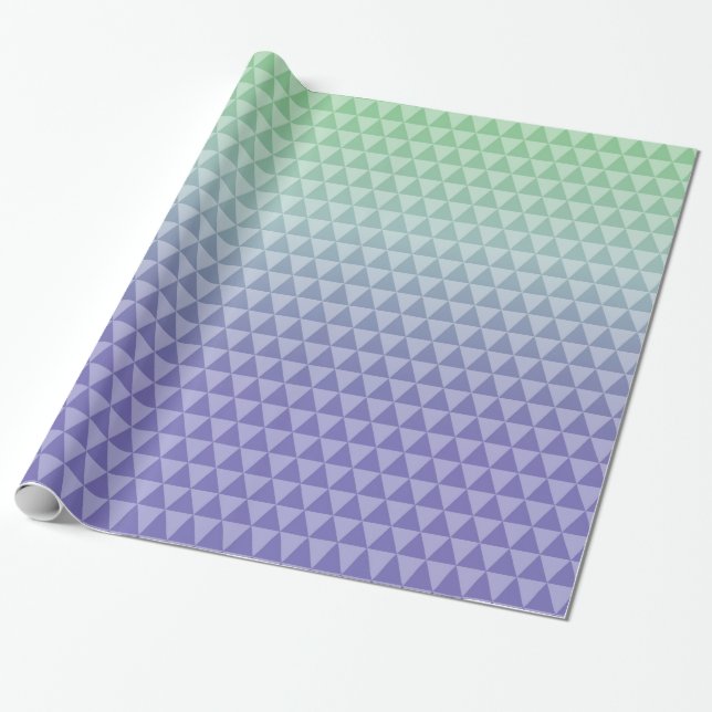 Mint Purple Triangles Wrapping Paper (Unrolled)