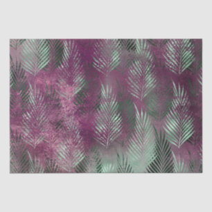 Mint Purple Tropical Leaves Abstract Tissue Paper