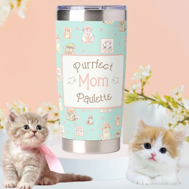 Mint Purrfect Mom Cat Boho Spring Hats Insulated Tumbler (Creator Uploaded)