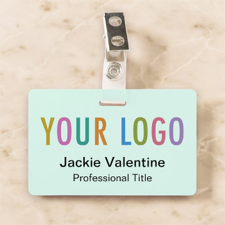 Mint PVC Name Badge with Logo Clip Reel or Lanyard