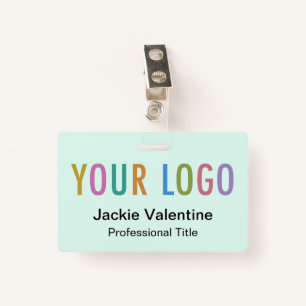 Mint PVC Name Badge with Logo Clip Reel or Lanyard