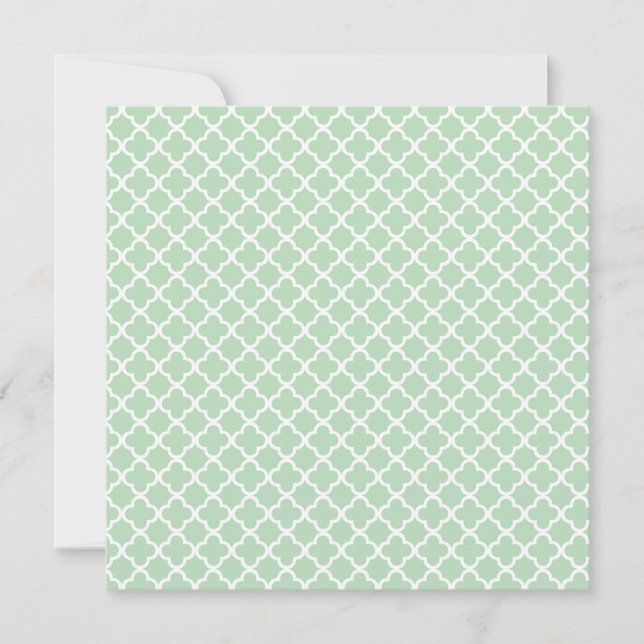 Mint Quatrefoil Birthday Invitation (Front)