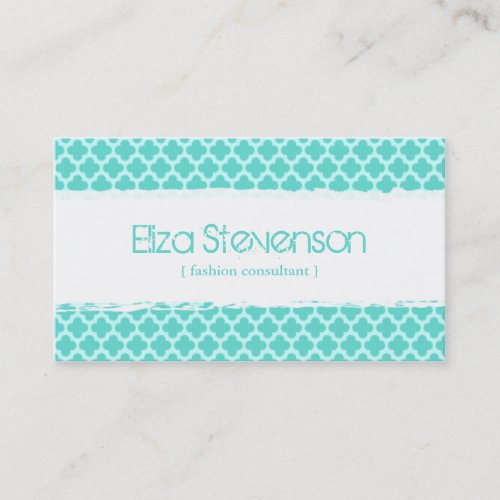 Mint Quatrefoil Fashion Consultant Business Card