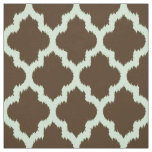 Mint Quatrefoil Ikat Custom Brown Background 2 Fabric