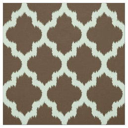 Mint Quatrefoil Ikat Custom Brown Background 2 Fabric