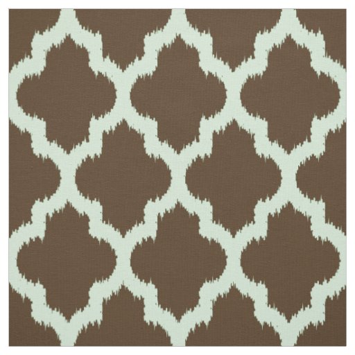 Mint Quatrefoil Ikat Custom Brown Background 2 Fabric