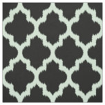 Mint Quatrefoil Ikat With Custom Black Background Fabric