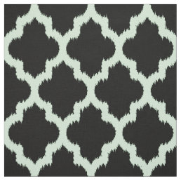 Mint Quatrefoil Ikat With Custom Black Background Fabric