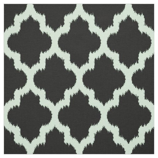 Mint Quatrefoil Ikat With Custom Black Background Fabric