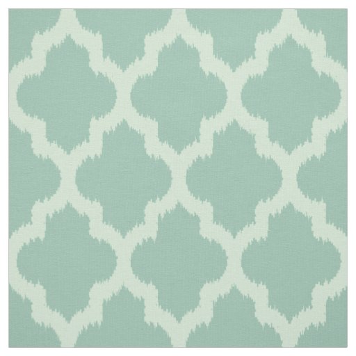 Mint Quatrefoil Ikat With Custom Green Background Fabric Zazzle