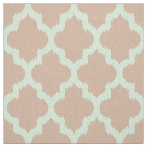Mint Quatrefoil Ikat With Custom tan Background Fabric