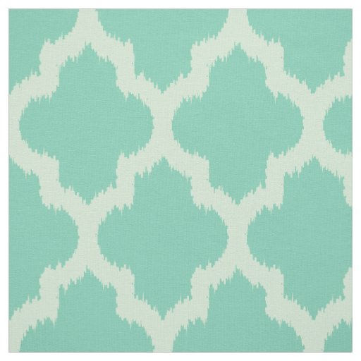 Mint Quatrefoil Ikat With Custom Teal Background Fabric