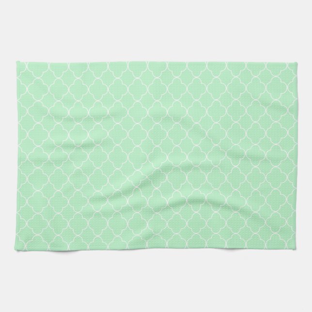 Mint Quatrefoil Kitchen Towel (Horizontal)
