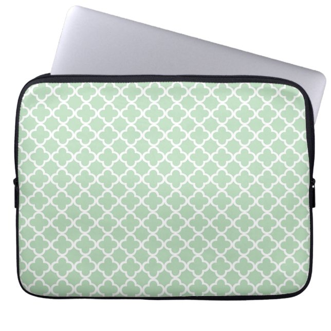Mint Quatrefoil Laptop Sleeve (Front)