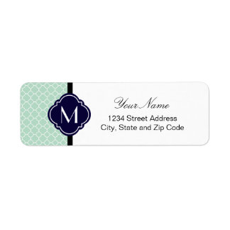 Mint Quatrefoil Pattern with Monogram Label
