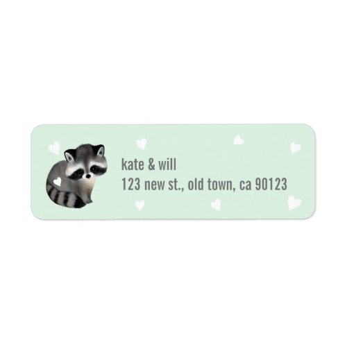 Mint Raccoon Heart Return Address Labels