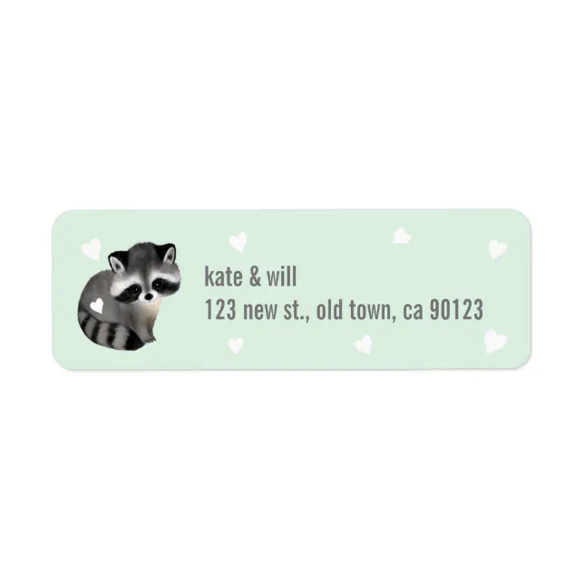 Mint Raccoon Heart Return Address Labels | Zazzle