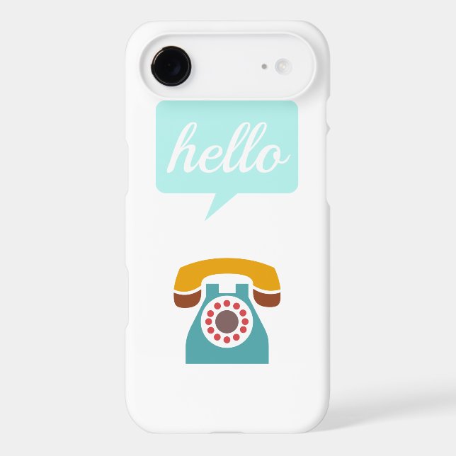 Mint Red Tan Retro Telephone Hello Case-Mate iPhone Case (Back)