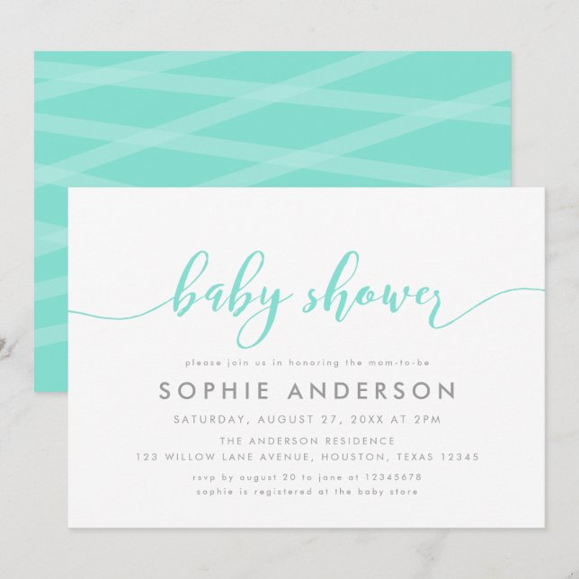 Mint Relax Script Baby Shower Invitation (Front/Back)
