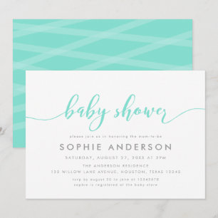 Mint Relax Script Baby Shower Invitation