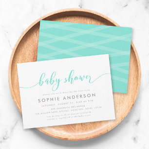 Mint Relax Script Baby Shower Invitation