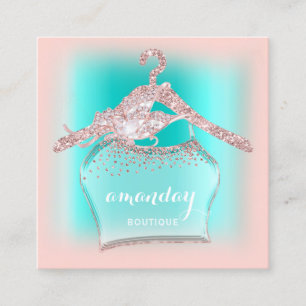 Mint Rose Diamond Glitter Cloth Hanger Fashion Square Business Card