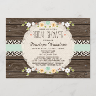 MINT RUSTIC FLORAL BOHO BRIDAL SHOWER INVITATIONS