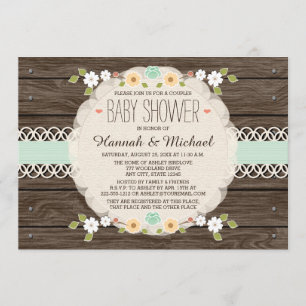 MINT RUSTIC FLORAL BOHO COUPLES BABY SHOWER INVITE